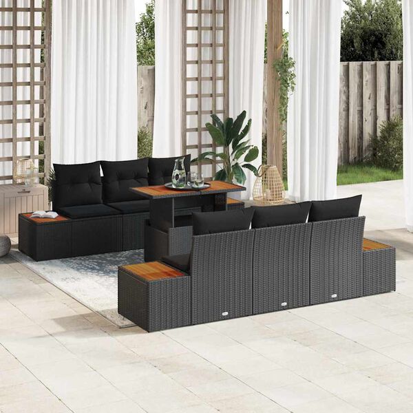 vidaXL Ensemble de salle &agrave; manger pour jardin 7 pcs Noir et Marron