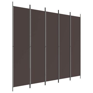 vidaXL Cloison de s&eacute;paration 5 panneaux Marron 250x220 cm Tissu