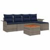 vidaXL Ensemble de canap&eacute; de jardin 6 pc Gris et bleu marine polyrotin