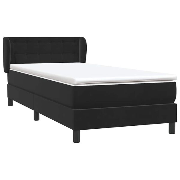 vidaXL Sommier &agrave; lattes de lit avec matelas noir 90x220 cm velours