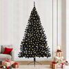 vidaXL Sapin de No&euml;l artificiel pr&eacute;-&eacute;clair&eacute; Noir 240 cm PVC