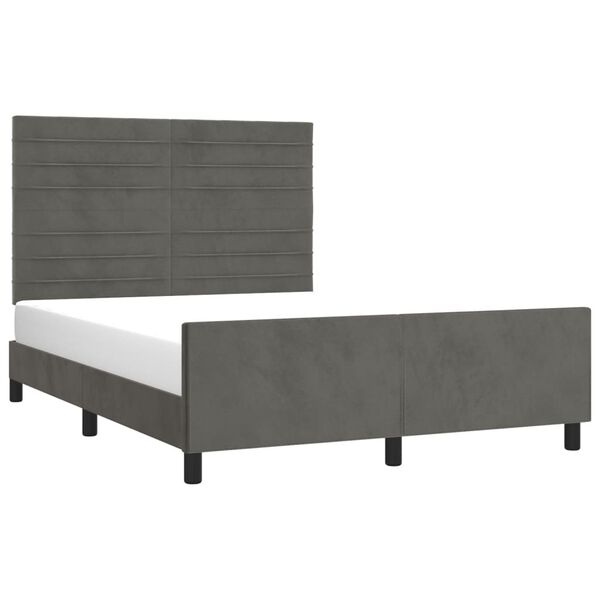 vidaXL Cadre de lit sans matelas gris fonc&eacute; 140x200 cm velours
