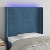 vidaXL T&ecirc;te de lit &agrave; LED Bleu fonc&eacute; 93x16x118/128 cm Velours