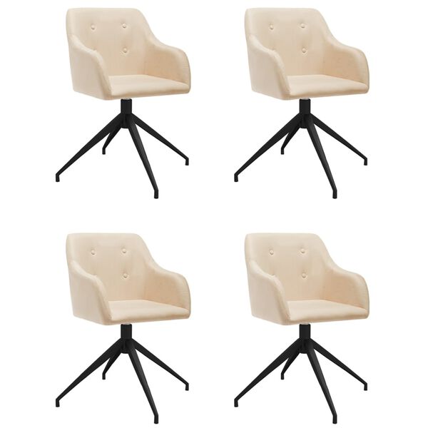 vidaXL Chaises pivotantes &agrave; manger lot de 4 Cr&egrave;me Tissu