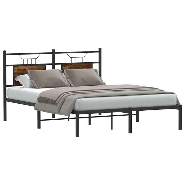 vidaXL Cadre de lit sans matelas ch&ecirc;ne fum&eacute; 137x190 cm bois ing&eacute;nierie