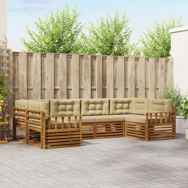 vidaXL Ensembles de canap&eacute;s avec coussin 6 pcs Naturel et Beige