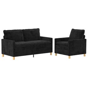 vidaXL Ensemble de Canap&eacute;s 2 pc Noir Polyester