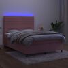 vidaXL Sommier &agrave; lattes de lit avec matelas LED Rose 140x200cm Velours