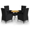 vidaXL Ensemble de bistro de jardin 5 pcs R&eacute;sine tress&eacute;e Noir