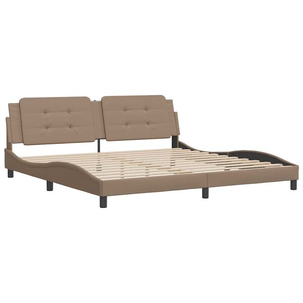 vidaXL Cadre de lit sans matelas Zadar cappuccino 200x200 cm similicuir