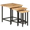 vidaXL Tables basses gigognes 3pcs bois de manguier massif brut et fer