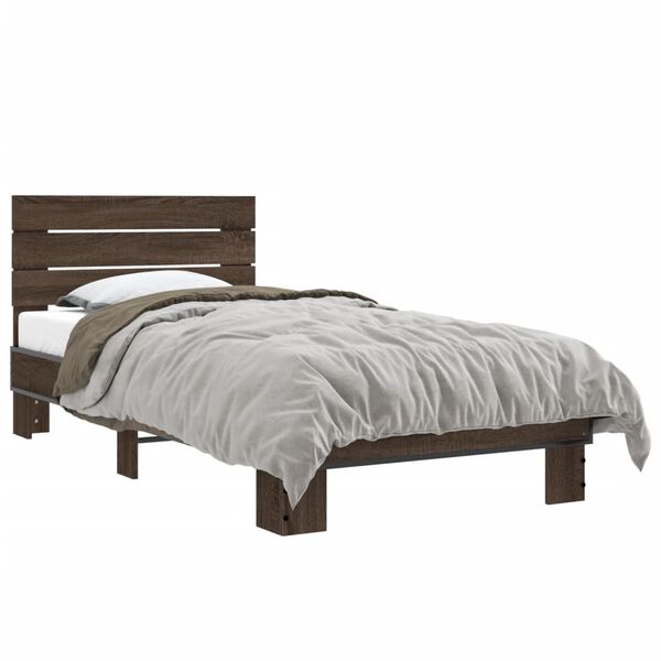 vidaXL Cadre de lit sans matelas ch&ecirc;ne marron 75x190 cm