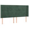 vidaXL T&ecirc;te de lit &agrave; LED Vert fonc&eacute; 163x16x118/128 cm Velours