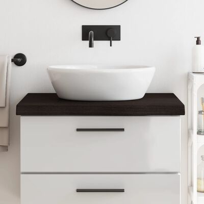 vidaXL Comptoir de salle de bain marron foncé bois massif traité