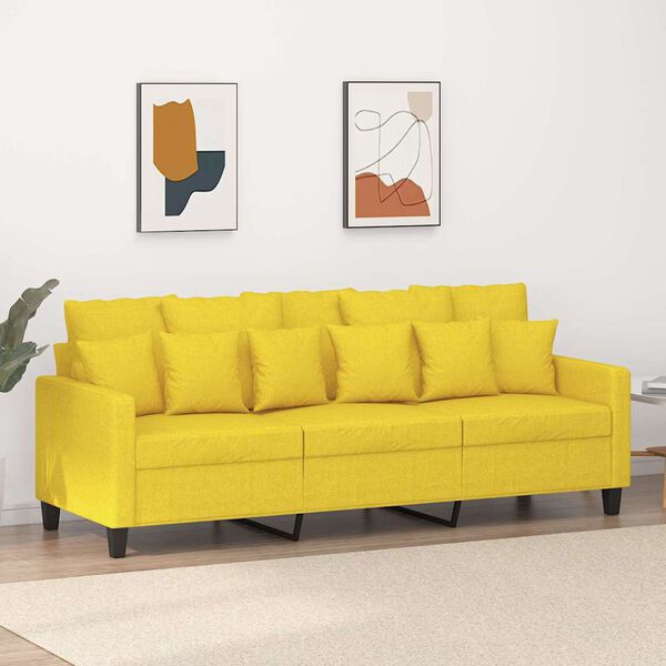 vidaXL Canap&eacute; &agrave; 3 places Jaune clair 180 cm Tissu