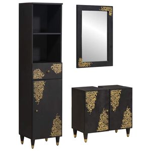 vidaXL Ensemble de Meubles de Salle de Bain 3 pi&egrave;ces Noir