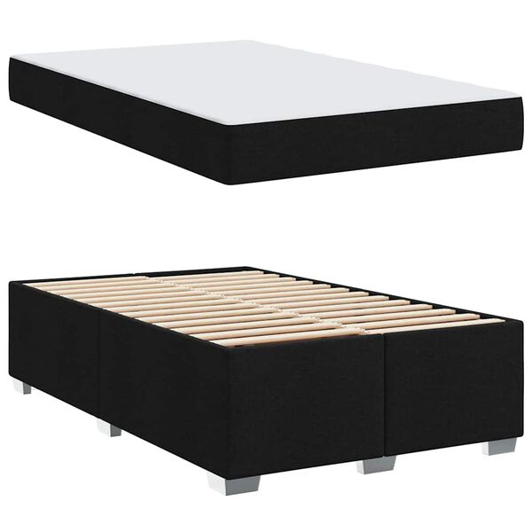 vidaXL Cadre de lit avec matelas Noir 120 x 200 cm tissu