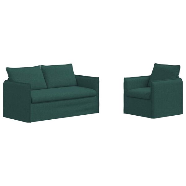 vidaXL Canap&eacute; 140cm 2 pcs Vert fonc&eacute; M&eacute;tал