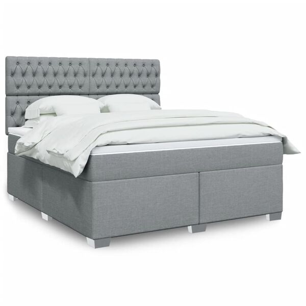 vidaXL Sommier &agrave; lattes de lit avec matelas Gris clair 180x200cm Tissu