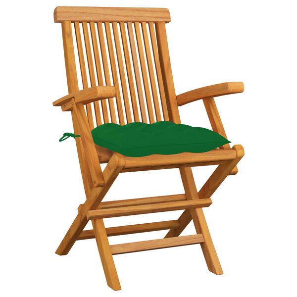 vidaXL Chaises de jardin avec coussins vert lot de 6 Bois teck massif