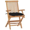 vidaXL Chaises de jardin avec coussins noir lot de 8 Bois teck massif