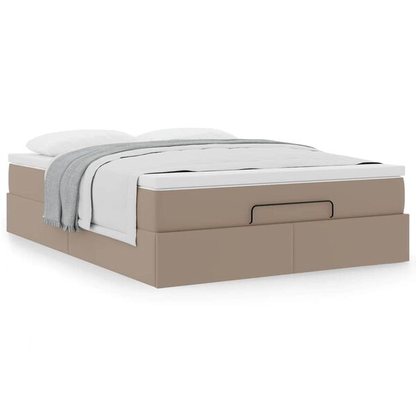 VidaXL Cadre de lit ottoman et matelas cappuccino 140x190cm similicuir