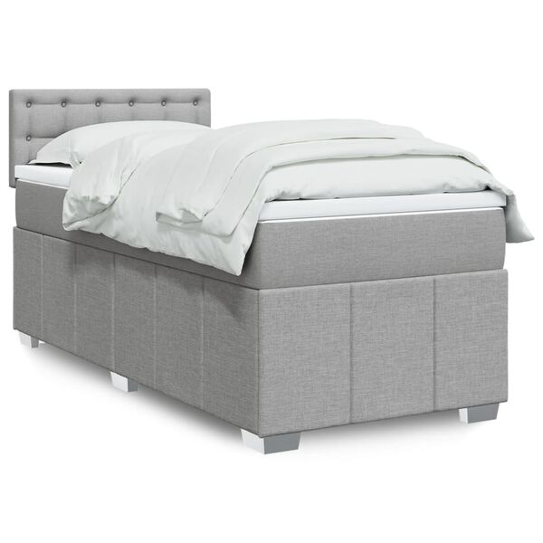 vidaXL Sommier &agrave; lattes de lit avec matelas gris clair 80x200 cm tissu