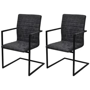 vidaXL Chaises &agrave; manger cantilever lot de 2 noir similicuir