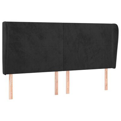 vidaXL Tête de lit avec oreilles Noir 203x23x118/128 cm Velours