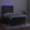 vidaXL Sommier &agrave; lattes de lit matelas LED Gris fonc&eacute; 90x200cm Velours