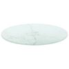 vidaXL Dessus de table blanc &Oslash;30x0,8cm verre tremp&eacute; avec design marbre