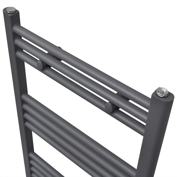 vidaXL S&egrave;che-serviettes eau chaude &agrave; rails droits gris de 480 x 480 mm