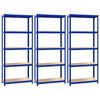 vidaXL &Eacute;tag&egrave;res &agrave; 5 niveaux 3 pcs Bleu Acier et bois d'ing&eacute;nierie