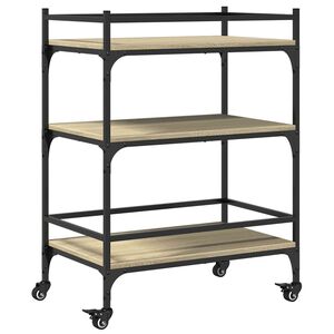 vidaXL Chariot de cuisine ch&ecirc;ne sonoma 65x40x86,5 cm bois d'ing&eacute;nierie