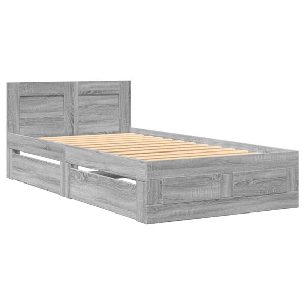 vidaXL Cadre de lit avec tête de lit sans matelas sonoma gris 75x190cm
