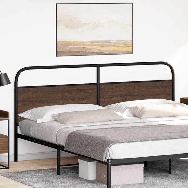 vidaXL T&ecirc;te de lit de remplacement ch&ecirc;ne marron 200 cm acier et bois d'ing&eacute;nierie