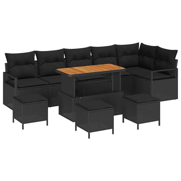 vidaXL Ensemble de canap&eacute; de jardin avec coussin 10 pcs Noir