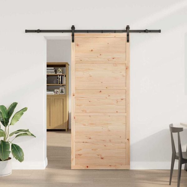 vidaXL Porte coulissante Marron 100 x 208 cm Bois de pin massif