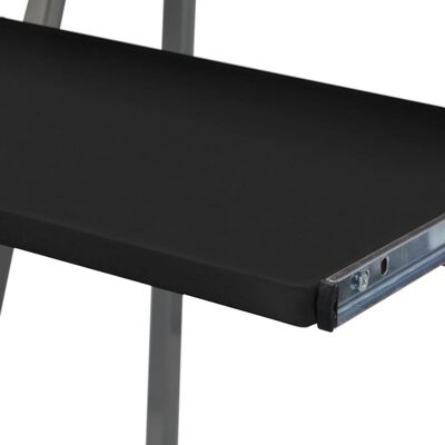 vidaXL Bureau d'ordinateur avec plateau de clavier et étagère Noir