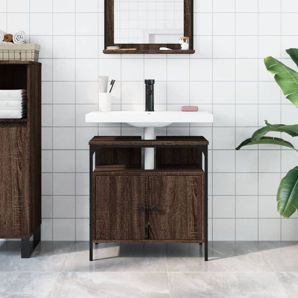 vidaXL Armoire lavabo de salle de bain ch&ecirc;ne marron 60x30x60 cm