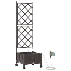 vidaXL Porte-plante de jardin avec irrigation et roues Marron PP