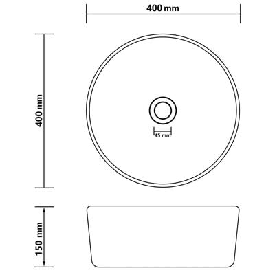 vidaXL Lavabo rond de luxe Bleu clair mat 40x15 cm Céramique