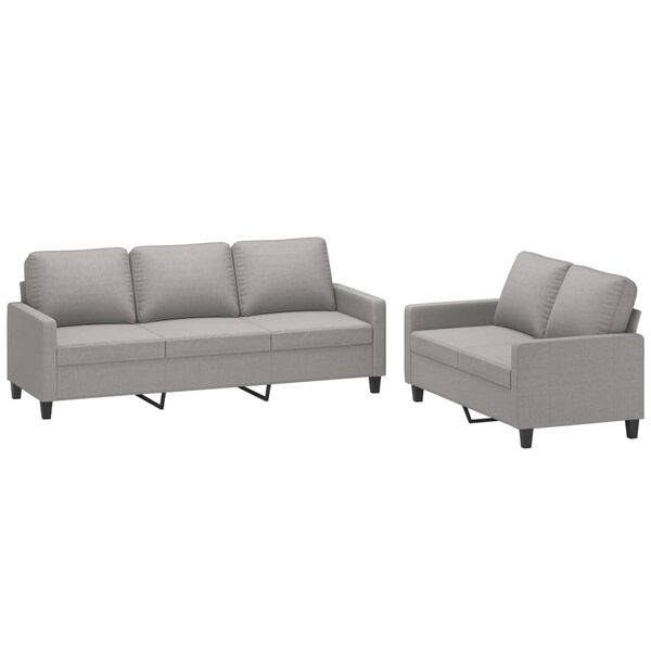 vidaXL Ensemble de canap&eacute;s 2 pcs avec coussins Gris clair Tissu