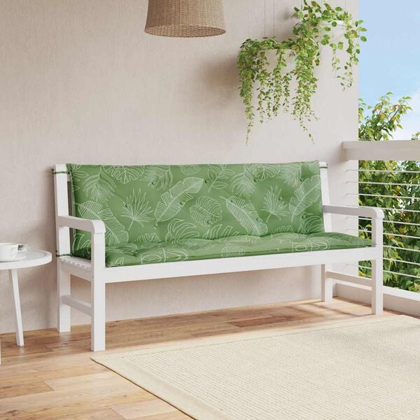 vidaXL Coussins de banc de jardin lot de 2 motif de feuilles tissu