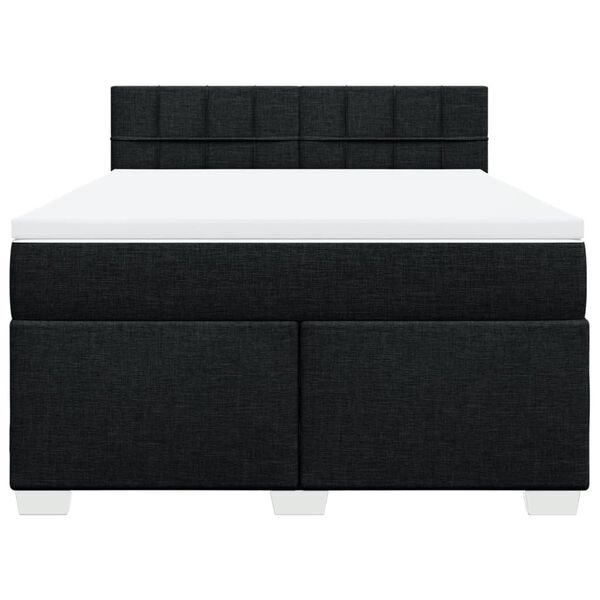 vidaXL Sommier &agrave; lattes de lit avec matelas Noir 140x190 cm Tissu
