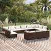 vidaXL Salon de jardin 13 pcs avec coussins Marron Résine tressée