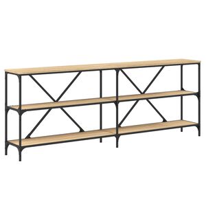 vidaXL Table console ch&ecirc;ne sonoma 200x30x75cm bois d'ing&eacute;nierie et fer