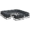 vidaXL Ensemble de canap&eacute; de jardin 14 pc Noir Aluminium