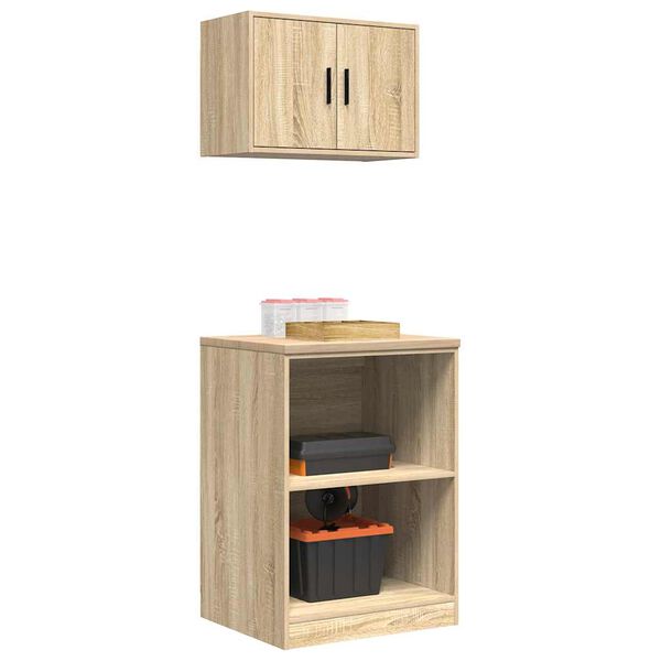 vidaXL Armoires de garage 2 pcs ch&ecirc;ne sonoma bois d'ing&eacute;nierie