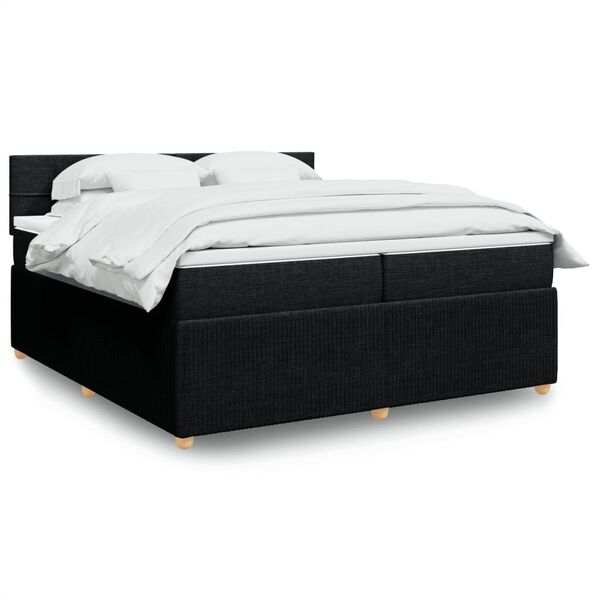 vidaXL Sommier &agrave; lattes de lit avec matelas Noir 200x200 cm Tissu